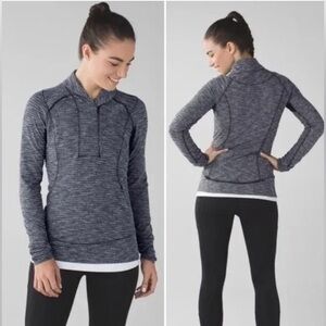 Lululemon Think Fast Pullover Coco Pique Black Sz 6 Athleisure Workout Gymcore